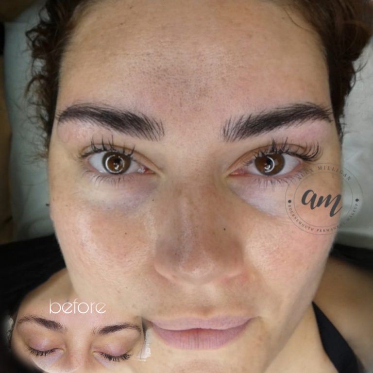 Before & after combination brows by Alex Milligan